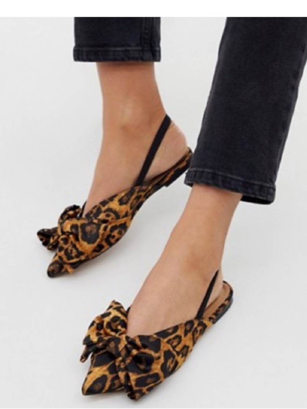ASOS Leopard Pointy Toe Bow Flats
